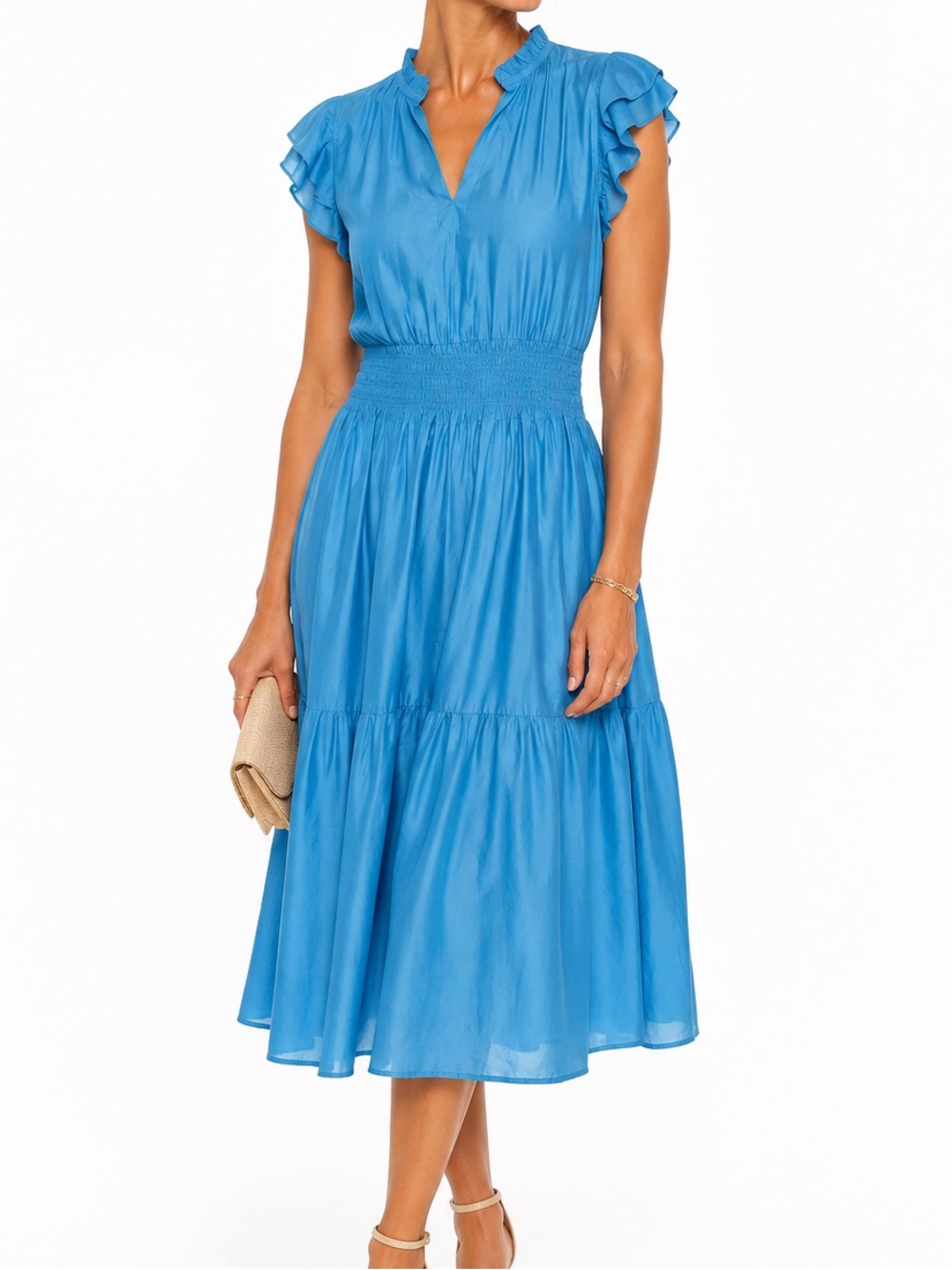 NEW Taylor Tillman New York Charlie Midi Dress in Aqua Blue NWT.   Sk18